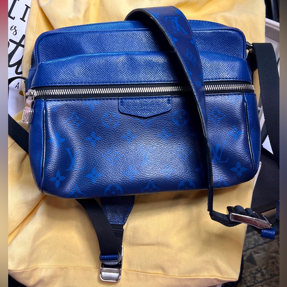 Louis Vuitton Taigarama Monogram Coated Canvas Crossbody Bag Cobalt Blue, dusty